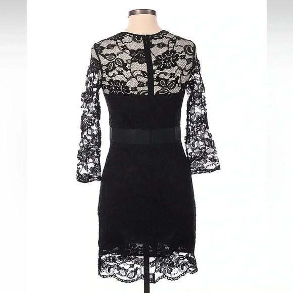 ModCloth So Noir, So Good Black Lace 3/4 Sleeve Dress by BB Dakota Size 6 Small - Picture 3 of 7